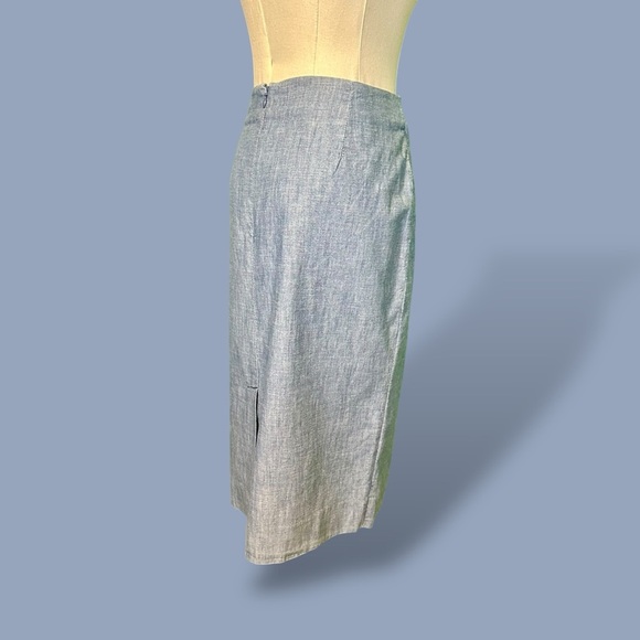 J. Crew ‘Cotton Ruffle Front Pencil Skirt’ in Chambray Blue Size 14 - Picture 14 of 16